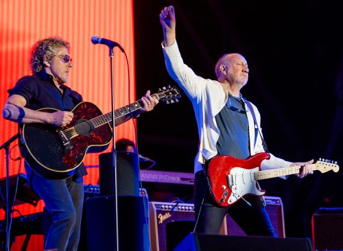 Glastonbury, Somerset, UK - June 28, 2015 - Roger Daltrey and Pete Townshend of The Who Headlining Glastonbury Festival's Pyramid Stage