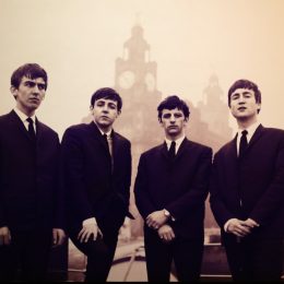 LIVERPOOL UNITED KINGDOM 06 07 2023: Picture of the Beatles at The Beatles Story is a museum in Liverpool about the Beatles and their history. It is located on the historical Royal Albert Dock